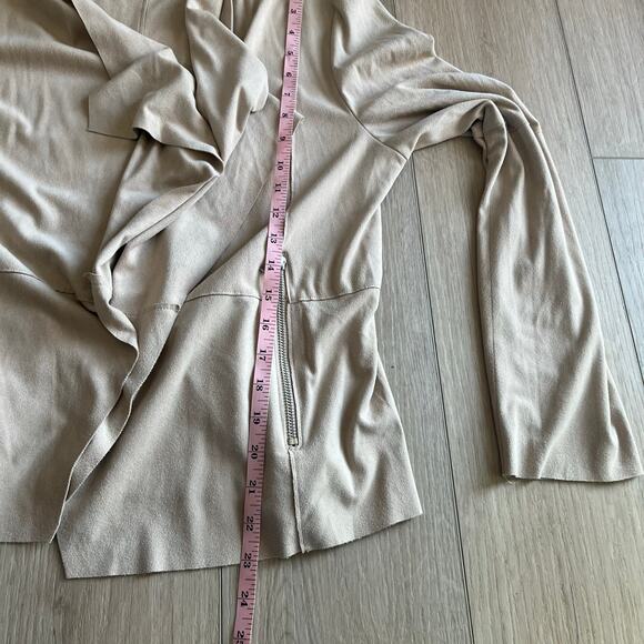 Bagatelle Women's Faux Suede Drape Front Jacket - Sand Size L - Picture 8 of 8